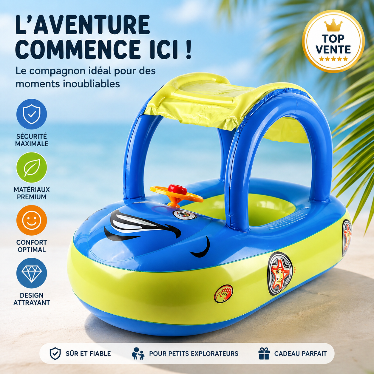 Bouée de Natation Enfant 4-6 Ans – Bouée Gonflable de Piscine pour Plage et Piscine