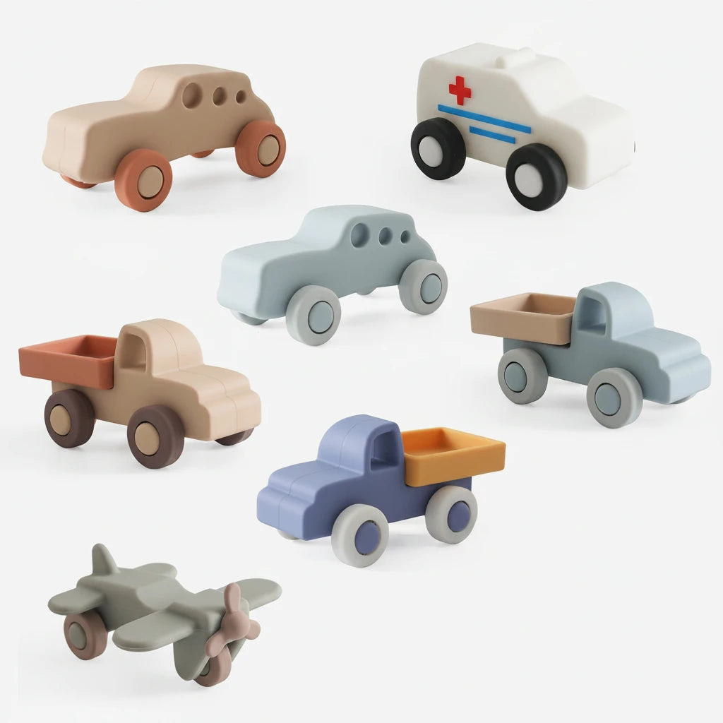 Voiture Montessori en Silicone – Jouet d'Éveil Sensoriel pour Bébé
