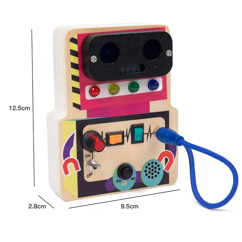 Busy Board Montessori en Bois avec Volant & LED – Tableau d'Activités Éducatif Sensoriel dès 3 Ans