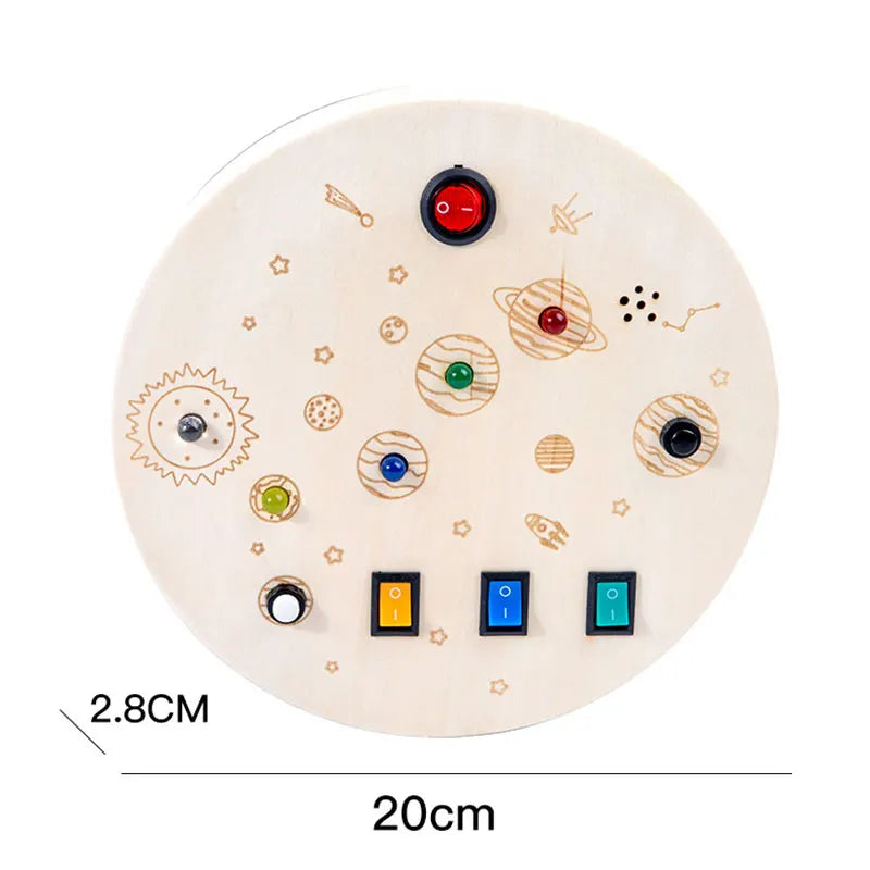 Busy Board Montessori en Bois avec Volant & LED – Tableau d'Activités Éducatif Sensoriel dès 3 Ans