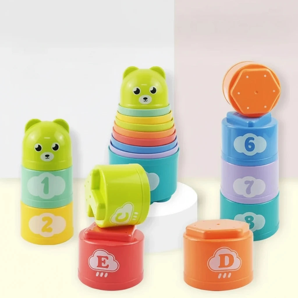 Jeu d'Empilage de Gobelets pour Enfants – Jeu de Rapidité, Réflexes et Coordination – Puzzle Éducatif Montessori