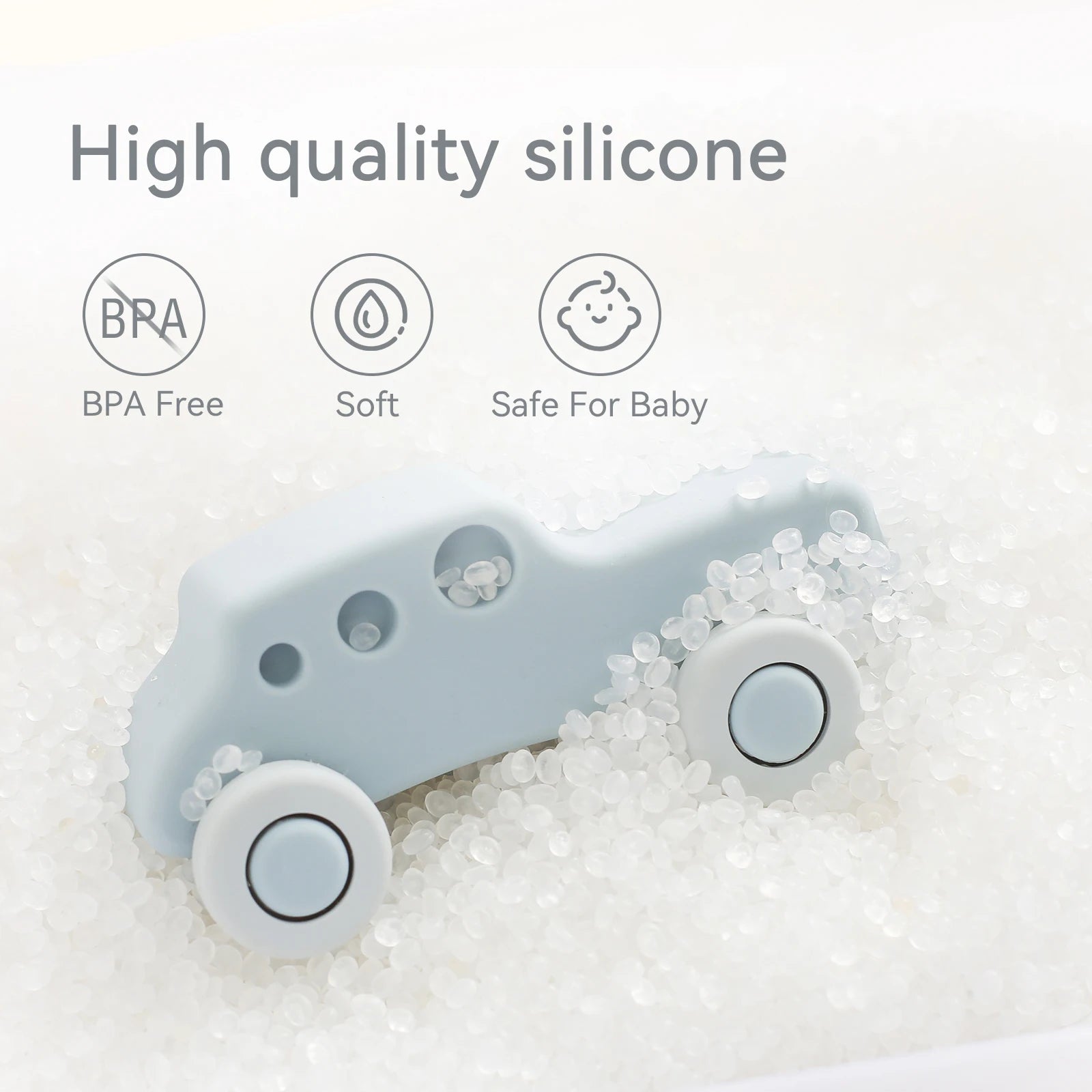 Voiture Montessori en Silicone – Jouet d'Éveil Sensoriel pour Bébé