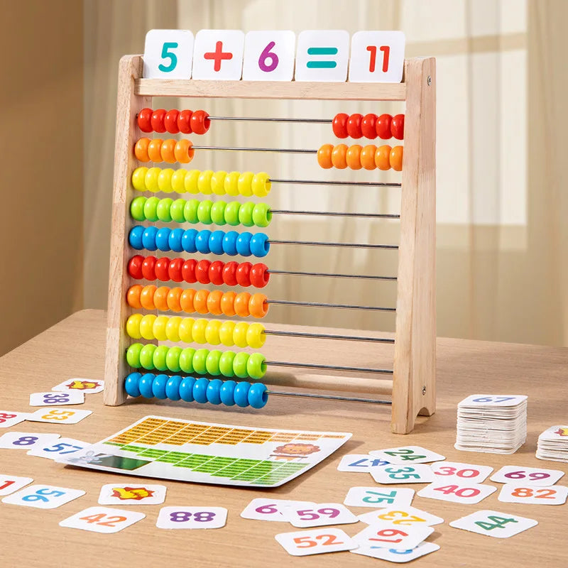 Boulier Montessori en Bois – 100 Perles | Jeu Éducatif de Comptage & Calcul