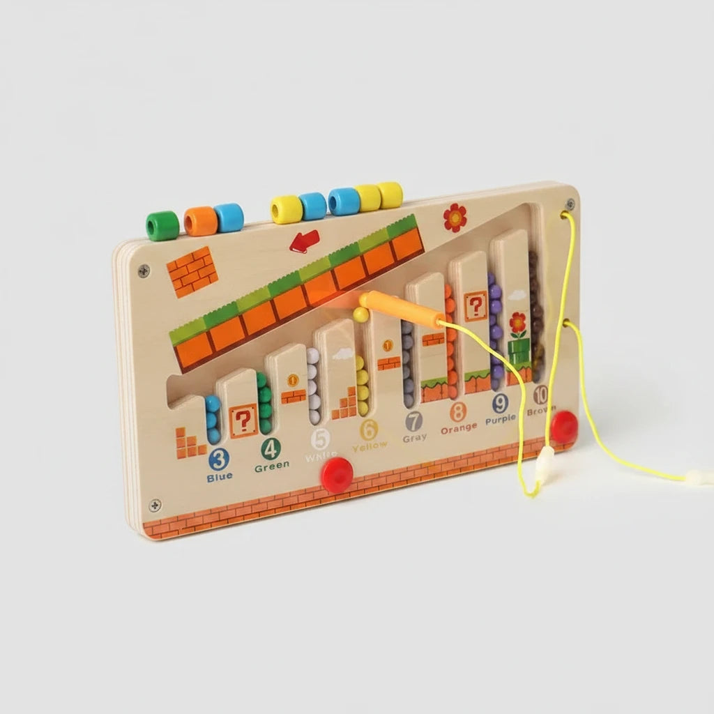 Le Labyrinthe Magnétique en Bois Montessori pour Apprendre les Couleurs, les Chiffres et Développer la Motricité Fine