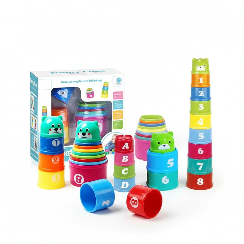 Jeu d'Empilage de Gobelets pour Enfants – Jeu de Rapidité, Réflexes et Coordination – Puzzle Éducatif Montessori