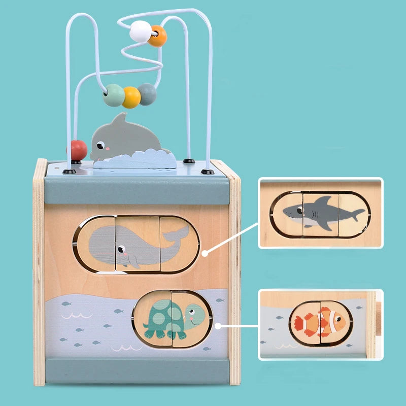 Cube d'Activités Montessori 5 en 1 en Bois | Jouet d'Éveil Éducatif Dès 1 An