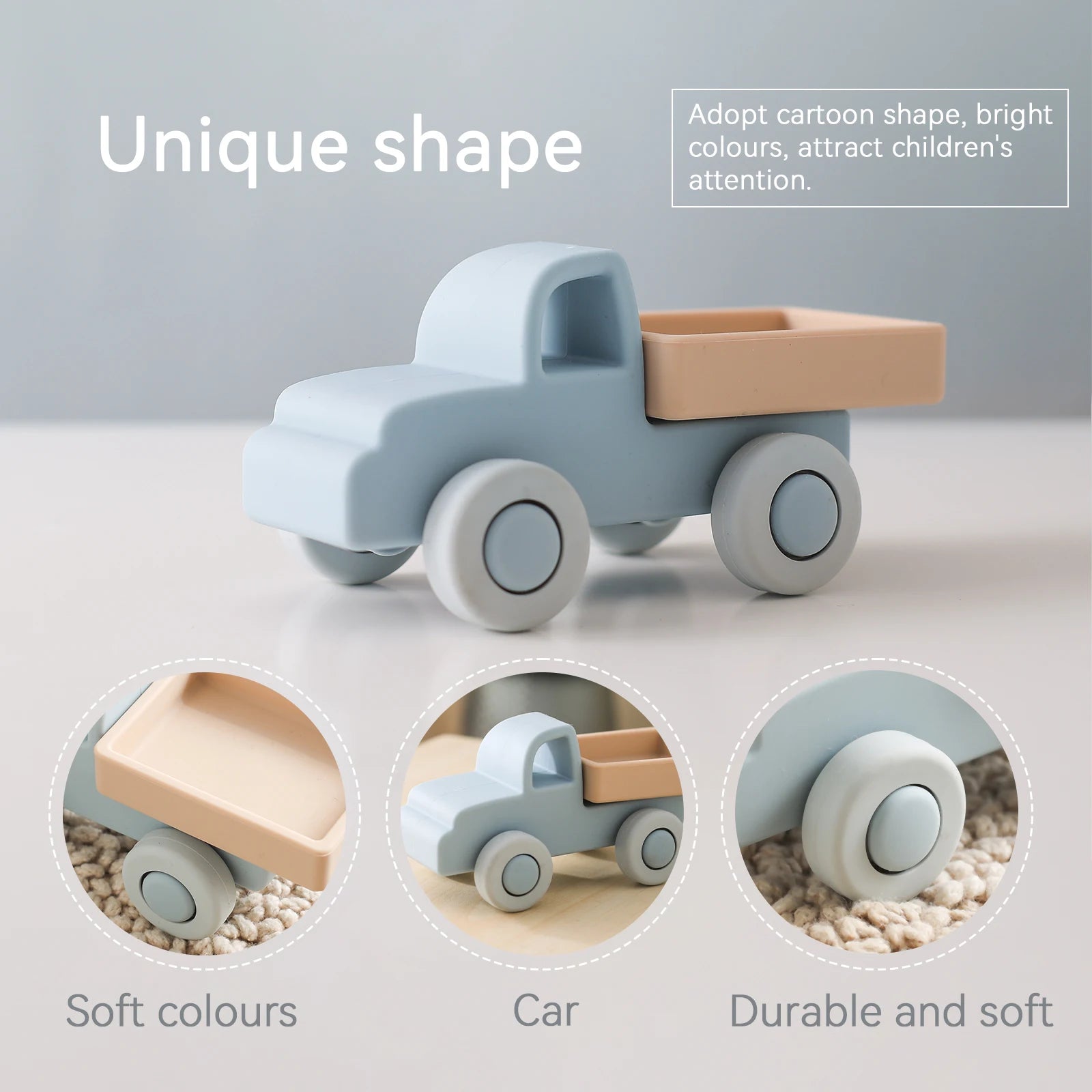 Voiture Montessori en Silicone – Jouet d'Éveil Sensoriel pour Bébé