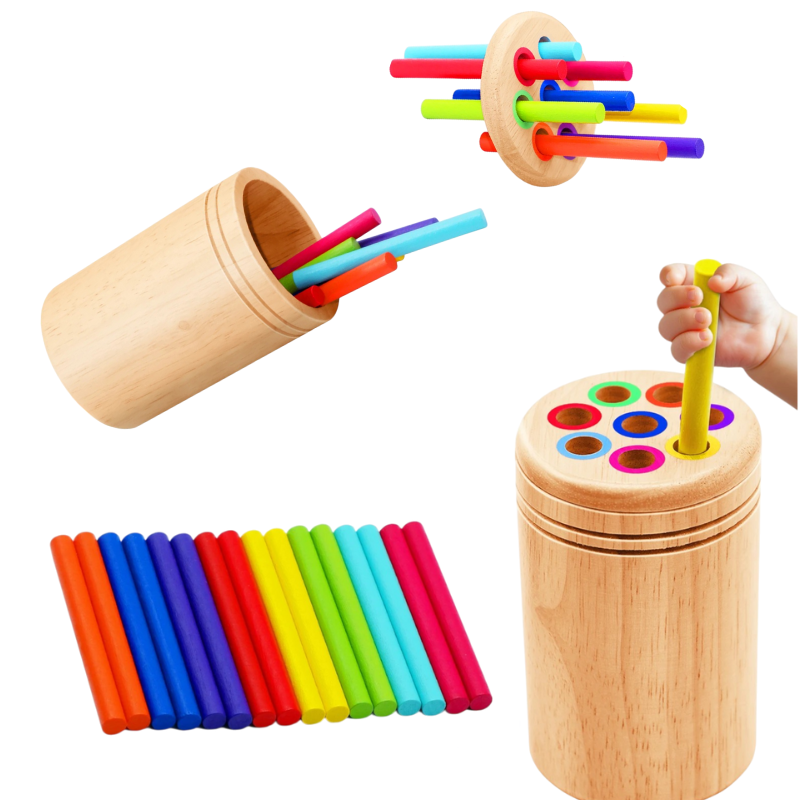 Jouet d'apprentissage en bois Montessori pour enfants de 2 à 5 ans, éducatif et coloré, fabriqué par Petit Trésor.