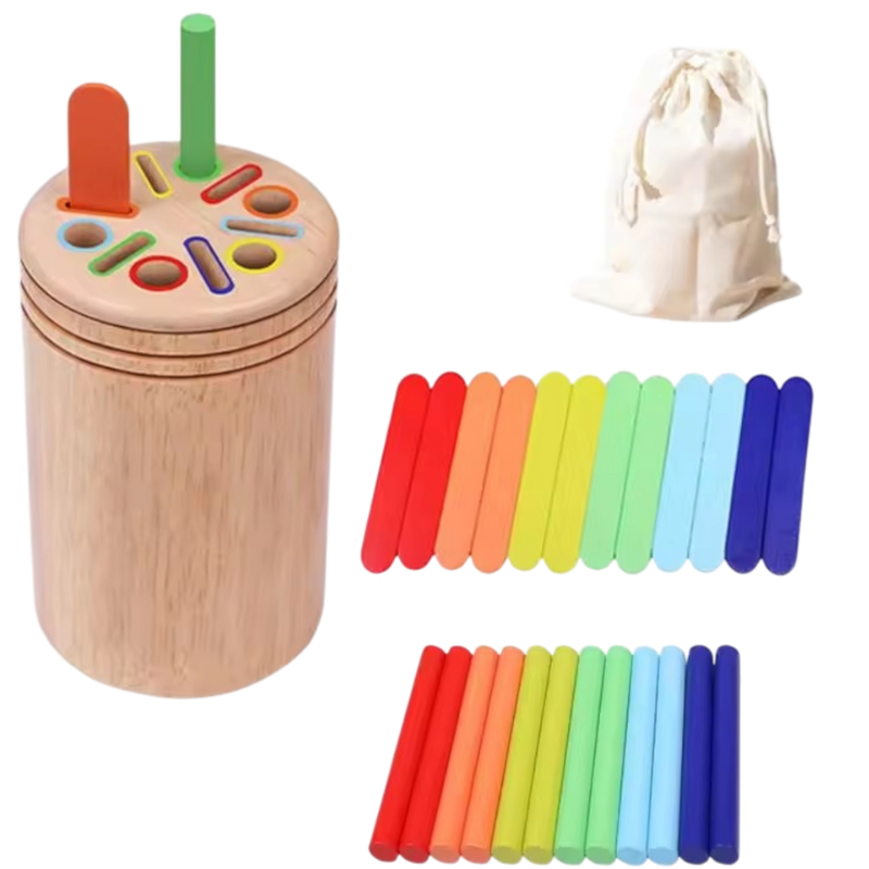 Jouet en bois Montessori éducatif pour enfants de 2 à 5 ans, avec formes colorées et pièces à manipuler, par Petit Trésor