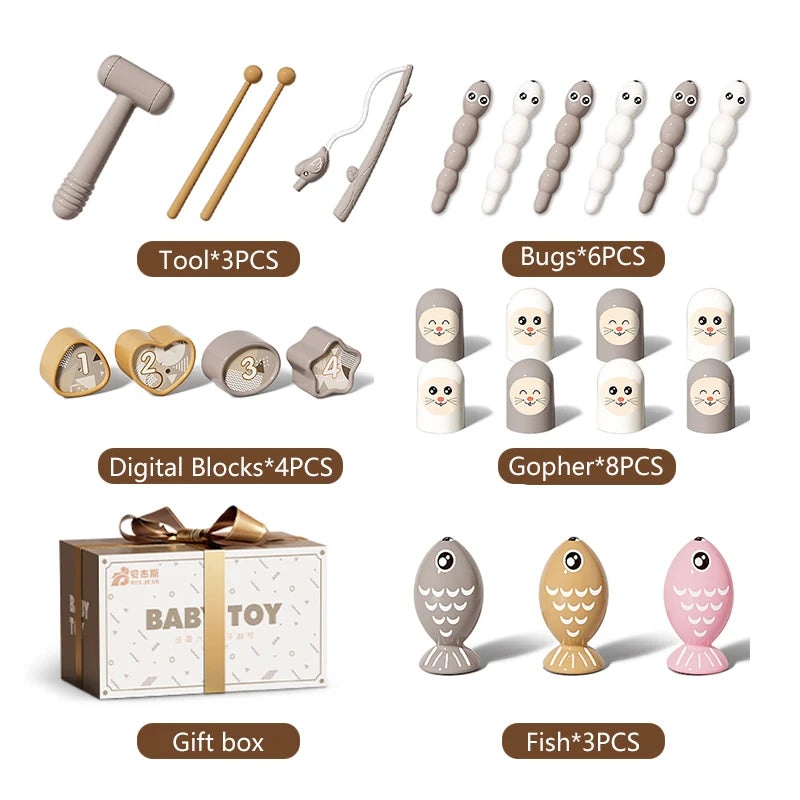 Busy Board Montessori Hibou – Jouet Éducatif Sensoriel en Bois | Jeu de Pêche Magnétique, Xylophone et Apprentissage des Chiffres dès 3 Ans