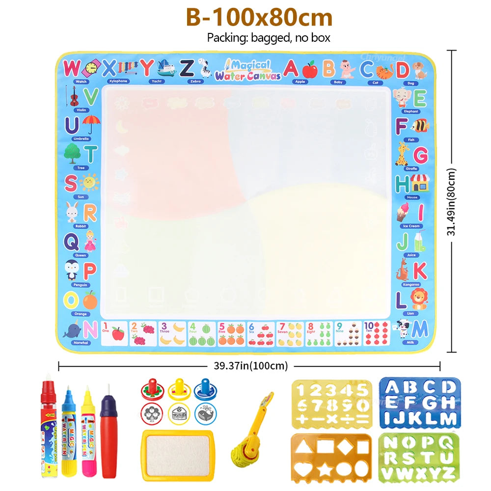 Tapis de Dessin Magique à Eau XXL 100 × 80 cm | Réutilisable, Sans Taches | Dès 3 Ans