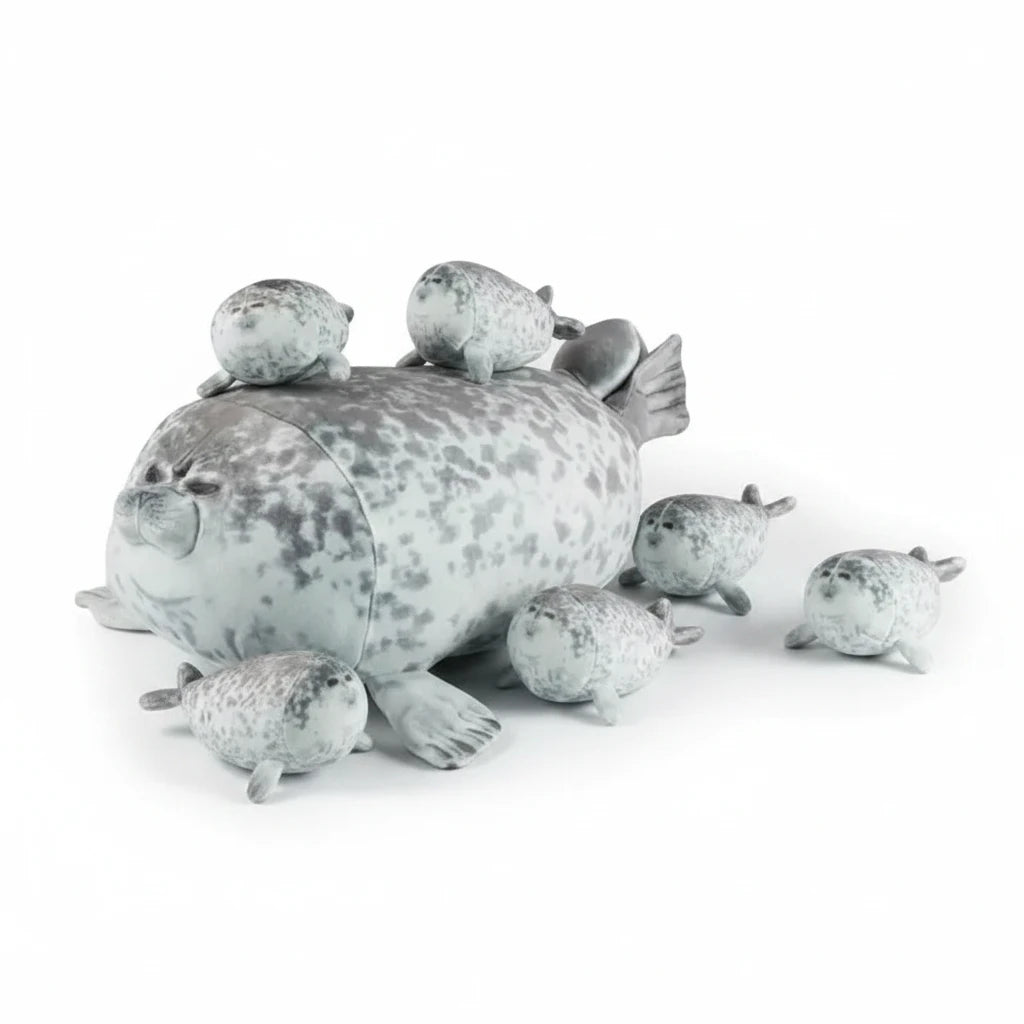 Peluche Phoque Maman &amp; Bébé 40 cm – 5 Peluches Cachées | Cadeau Doux et Original pour Enfants
