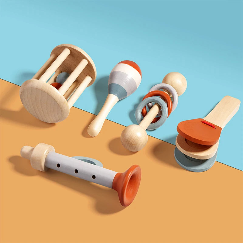 Coffret de 5 Instruments de Musique Montessori pour Bébé – Jouets Sensoriels d'Éveil | Cadeau Éducatif