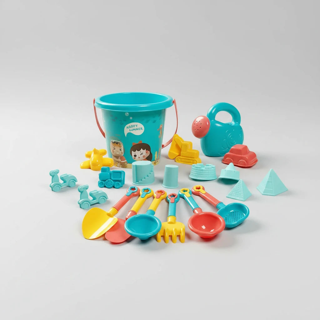Kit de Jouets de Plage 18 Pièces pour Enfants – Seau, Pelle, Moules &amp; Accessoires | L'Indispensable des Vacances d'Été