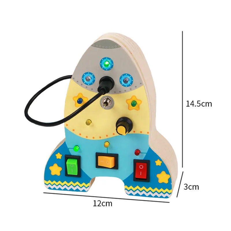 Busy Board Montessori avec Volant de Voiture et Interrupteurs LED – Tableau d'Activités Sensorielles Éducatif pour Enfants | Jouet d'Éveil et de Motricité | Dès 3 Ans