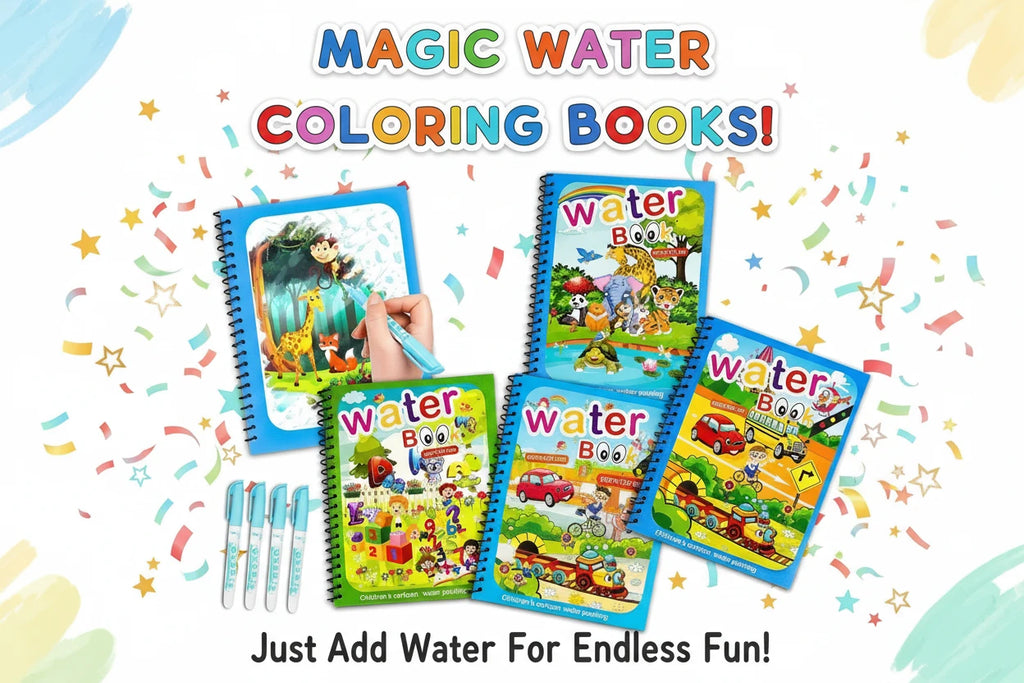 Livre Magique de Coloriage à l'Eau Réutilisable Montessori – Cahier de Dessin Magique | Jouet Éducatif Sensoriel | Dès 3 Ans