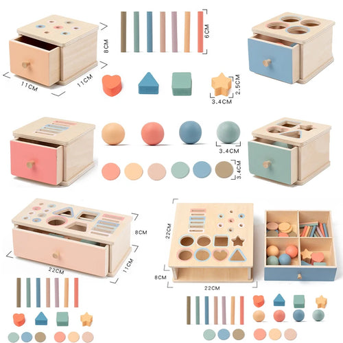 Baby Montessori Sensory Toy Obiect Permanent Box Color Sorting Matching Game Coin Box Ball Drop Fine Motor Skills Education Toys