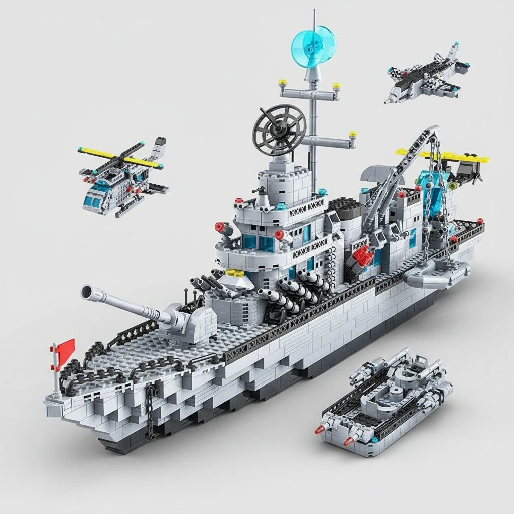Navire de Construction 6-en-1 – Grand Modèle de 65 cm | Kit de Blocs de Construction Créatif