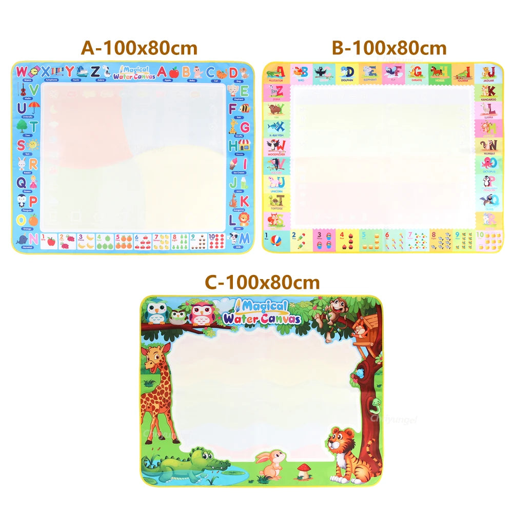 Tapis de Dessin Magique à Eau 100 × 80 cm – Tableau Montessori Réutilisable avec Stylos Magiques