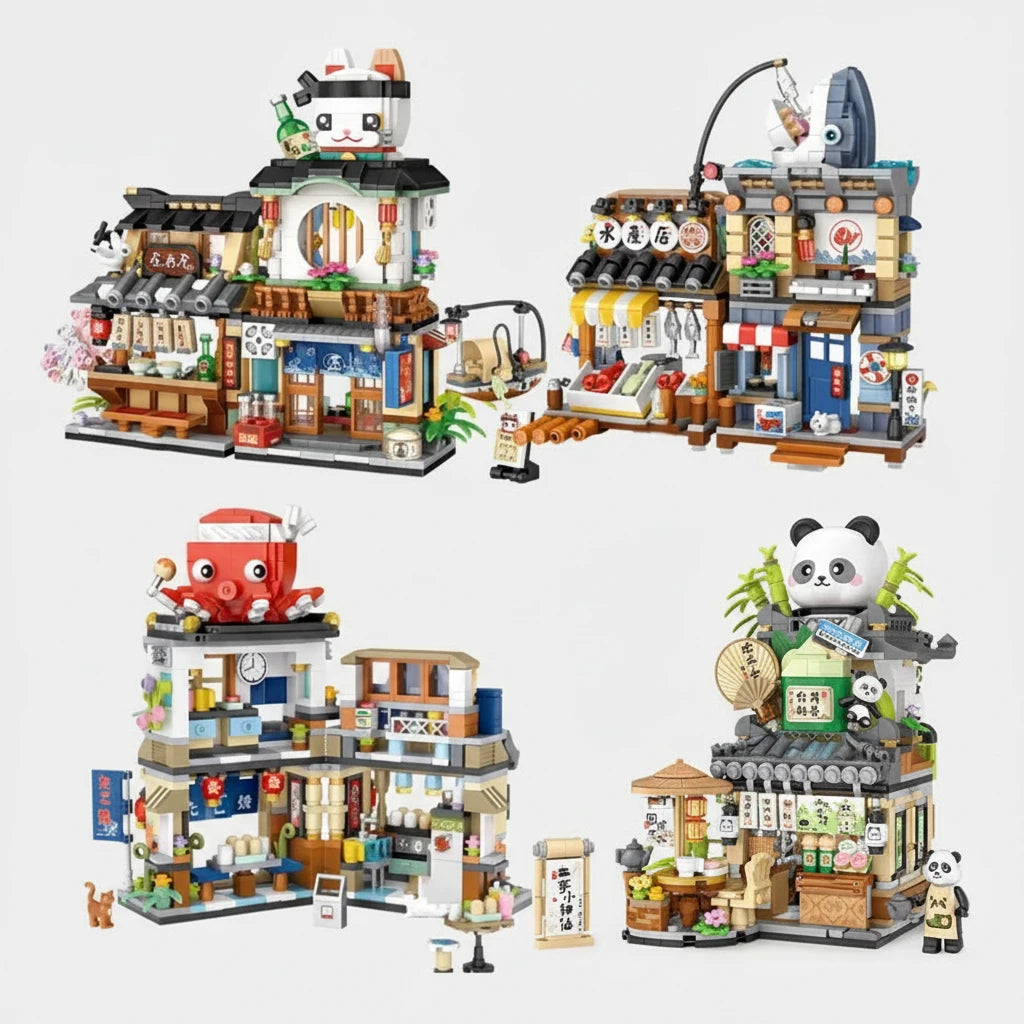 Mini Boutique Japonaise à Construire – Série Street View | Kit de Blocs de Construction pour Enfants &amp; Collectionneurs