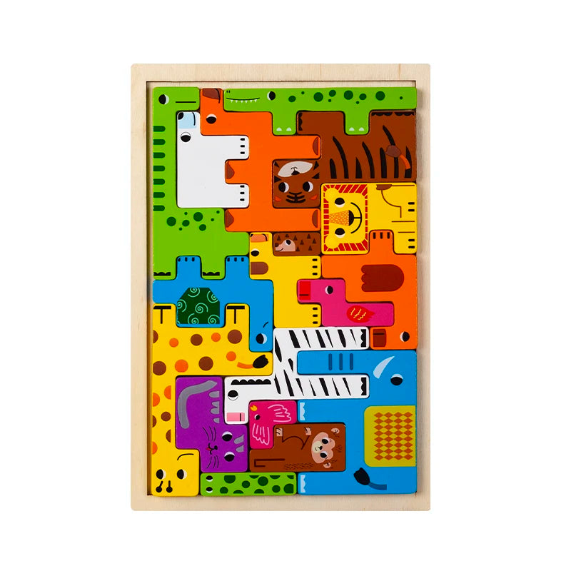 Puzzle Montessori en Bois – Animaux &amp; Moyens de Transport | Jouet Éducatif pour l'Éveil des Enfants