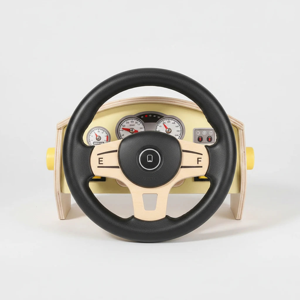 Busy Board Montessori avec Volant de Voiture et Interrupteurs LED – Tableau d'Activités Sensorielles Éducatif pour Enfants | Jouet d'Éveil et de Motricité | Dès 3 Ans