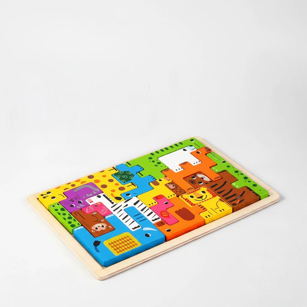 Puzzle Montessori en Bois – Animaux &amp; Moyens de Transport | Jouet Éducatif pour l'Éveil des Enfants