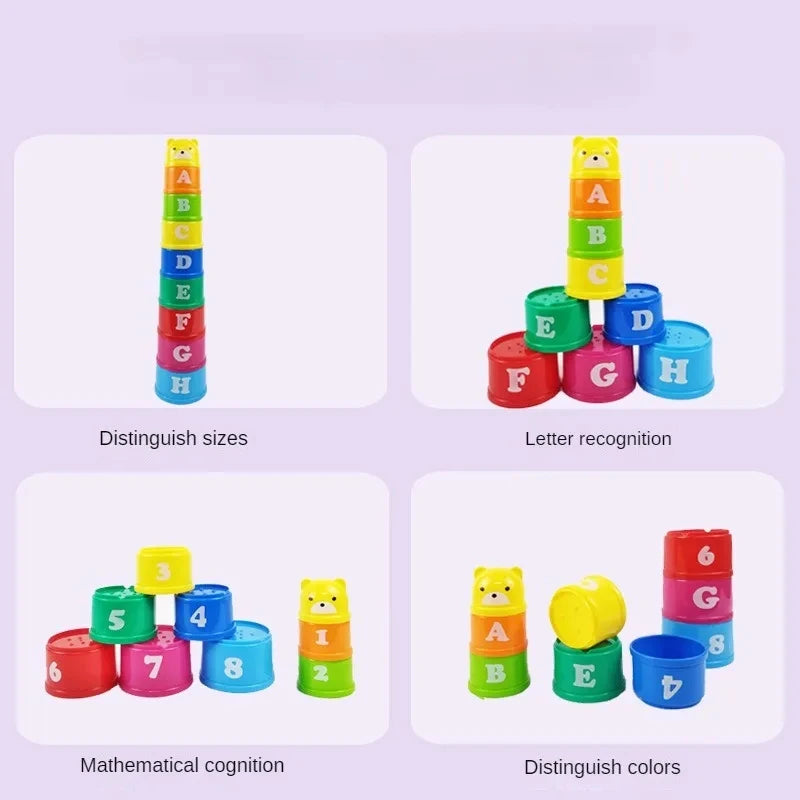 Jeu d'Empilage de Gobelets pour Enfants – Jeu de Rapidité, Réflexes et Coordination – Puzzle Éducatif Montessori