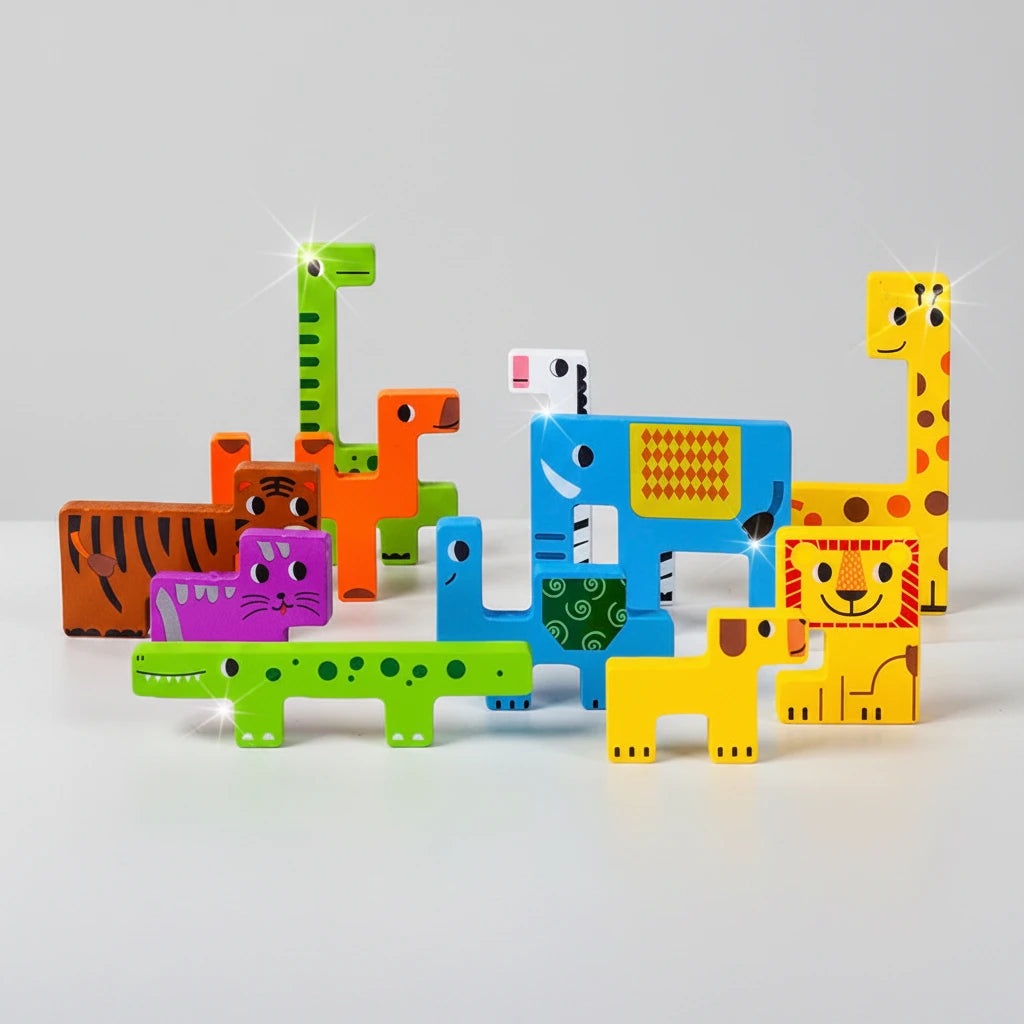 Puzzle Montessori en Bois – Animaux &amp; Moyens de Transport | Jouet Éducatif pour l'Éveil des Enfants