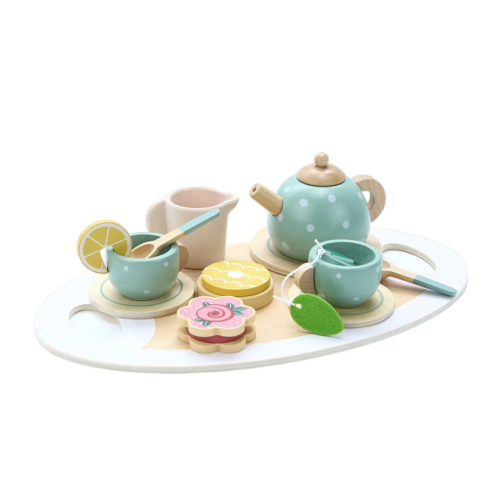 Service à Thé en Bois Montessori pour Enfants – Dinette Éducative | Jeu d'Imitation &amp; Goûter d'Après-Midi