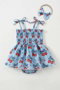 Baby Girl Summer Cherry Print Romper Onesie Infant Clothing Comfortable Soft Fabric Baby Clothes