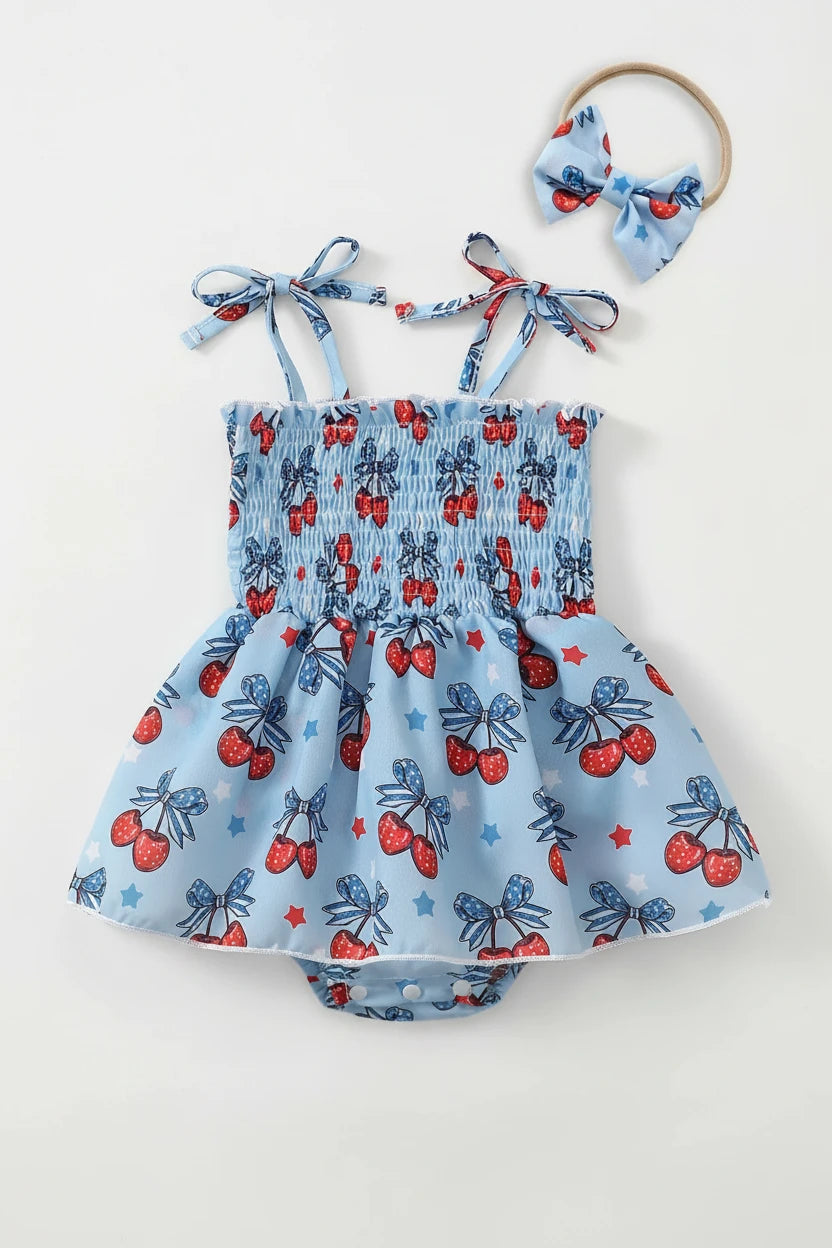 Baby Girl Summer Cherry Print Romper Onesie Infant Clothing Comfortable Soft Fabric Baby Clothes