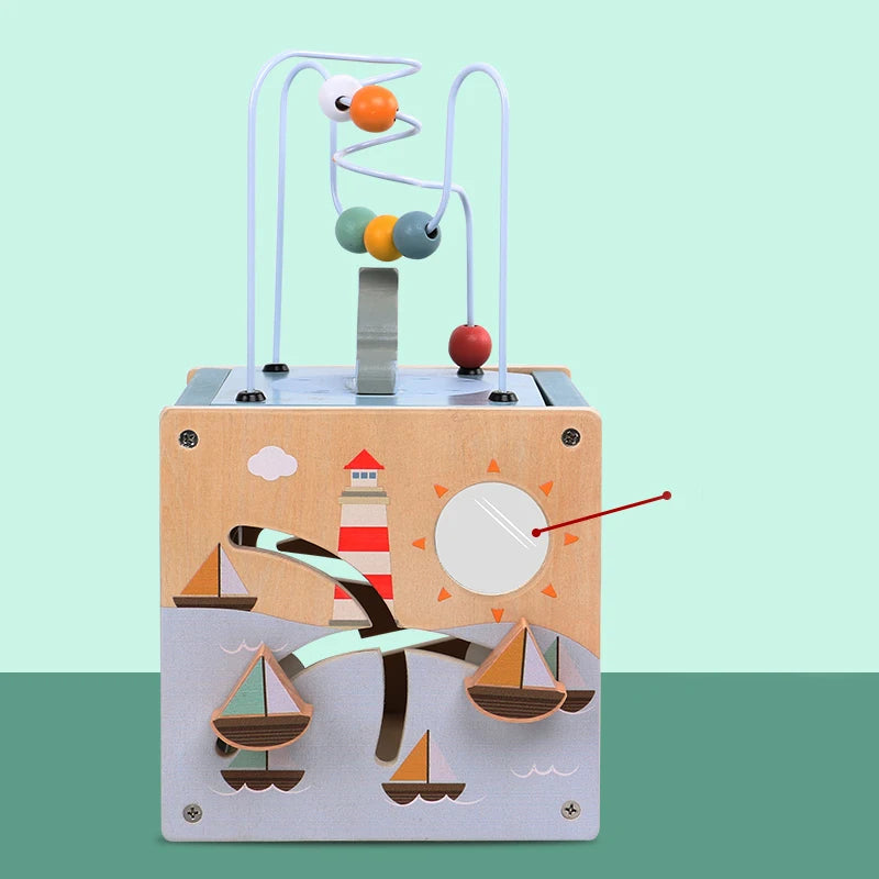 Cube d'Activités Montessori en Bois 5 en 1 – Jouet Éducatif d'Éveil dès 1 an