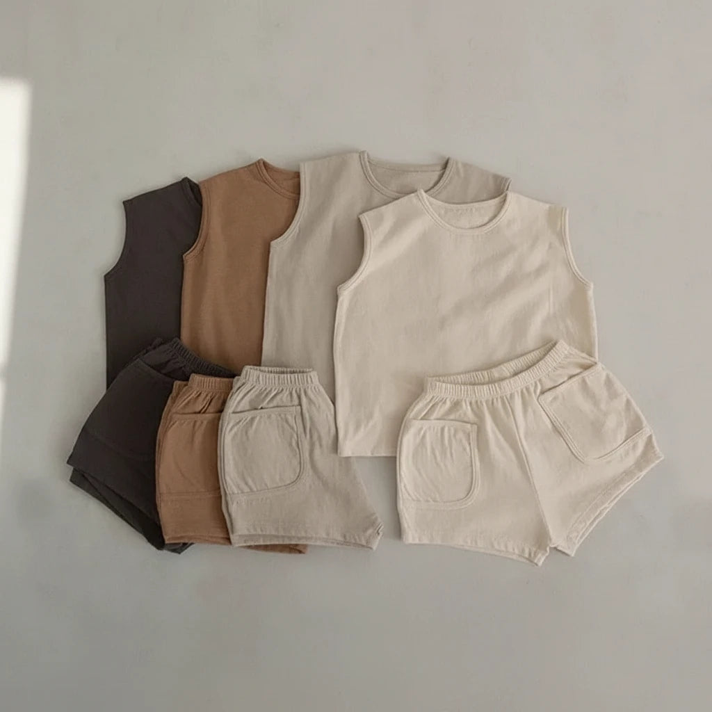 Newborn Infant Baby Boys Girls Vest Shorts Sets Casual Cotton Baby Sets Baby Homewear