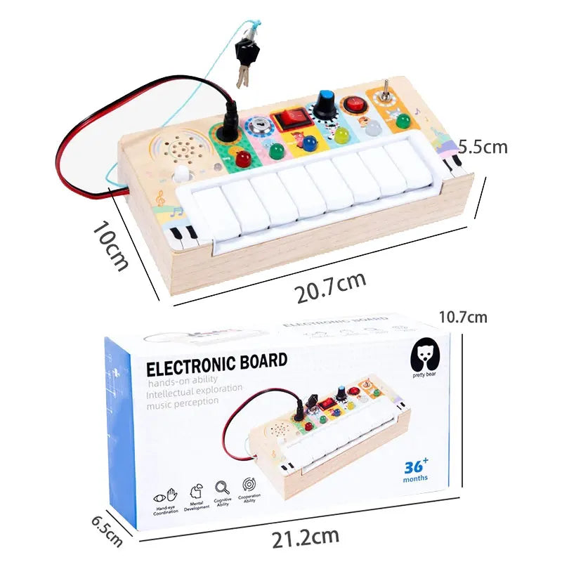 Busy Board Montessori avec Volant de Voiture et Interrupteurs LED – Tableau d'Activités Sensorielles Éducatif pour Enfants | Jouet d'Éveil et de Motricité | Dès 3 Ans