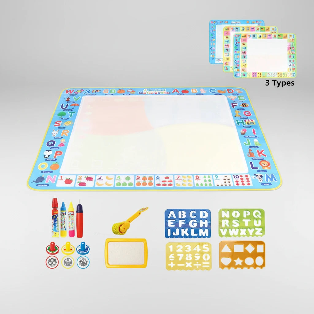 Tapis de Dessin Magique à Eau 100 × 80 cm – Tableau Montessori Réutilisable avec Stylos Magiques
