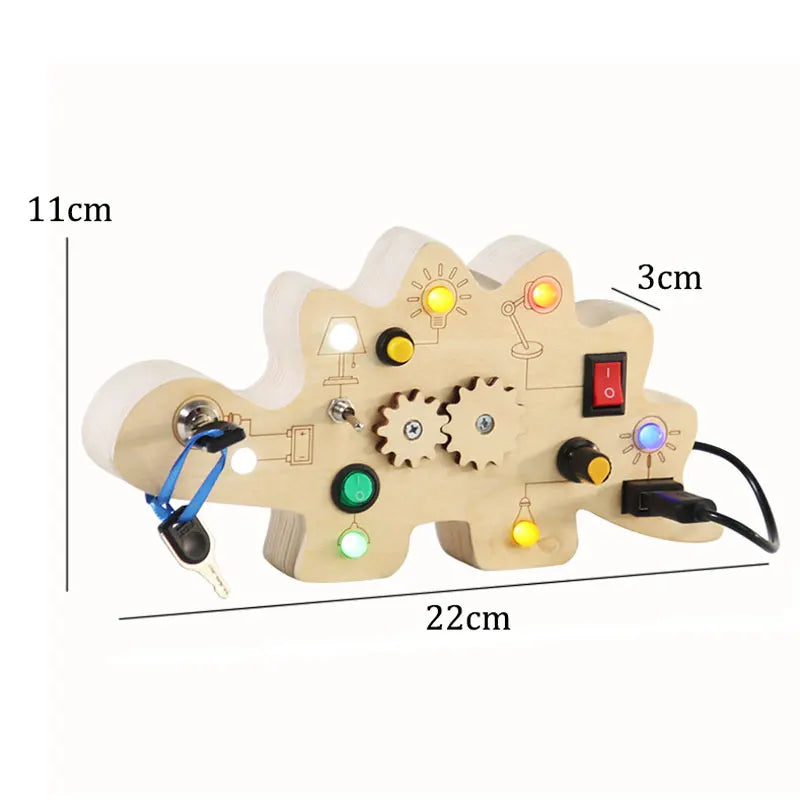 Busy Board Montessori avec Volant de Voiture et Interrupteurs LED – Tableau d'Activités Sensorielles Éducatif pour Enfants | Jouet d'Éveil et de Motricité | Dès 3 Ans