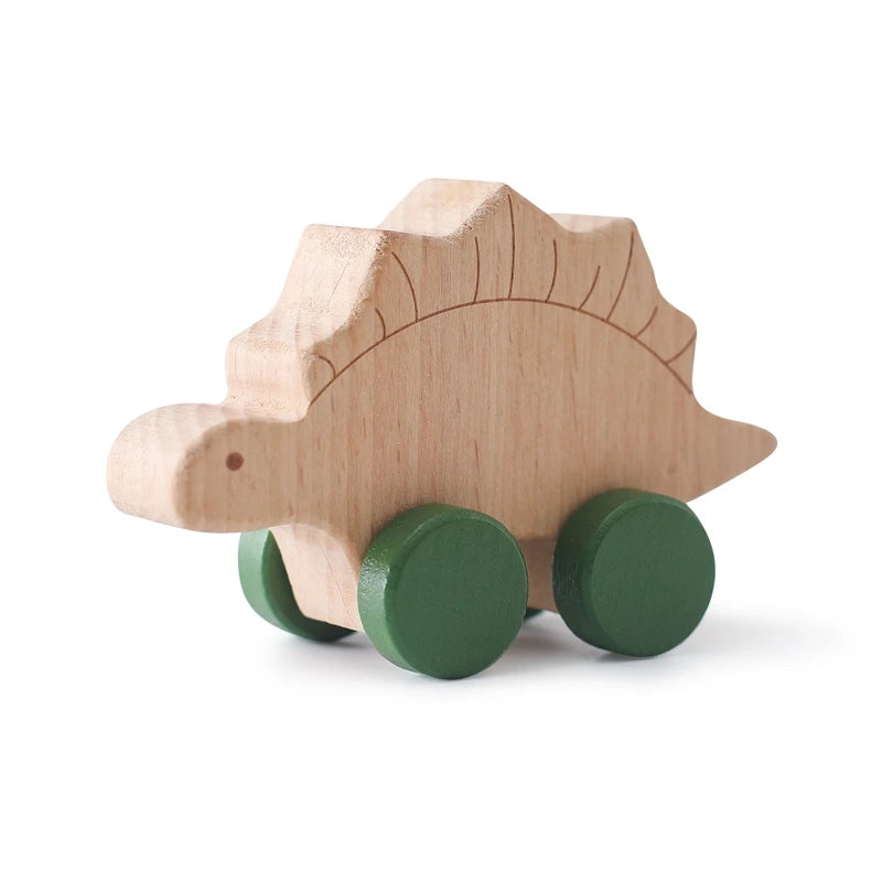 Jouet de Dentition Montessori en Bois – Voiture Dinosaure | Jouet Sensoriel d'Éveil pour Bébé