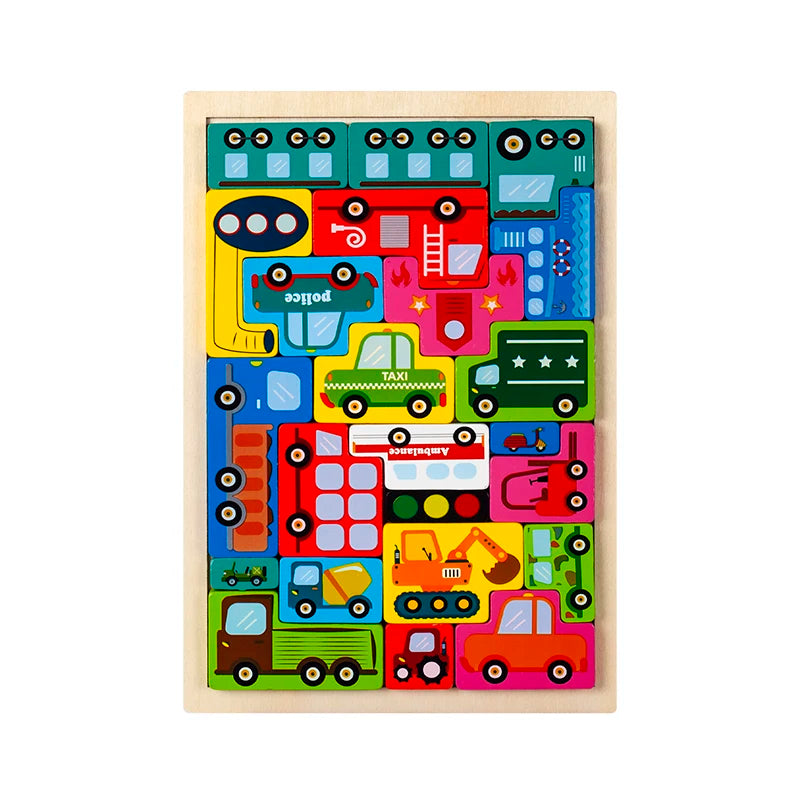 Puzzle Montessori en Bois – Animaux &amp; Moyens de Transport | Jouet Éducatif pour l'Éveil des Enfants