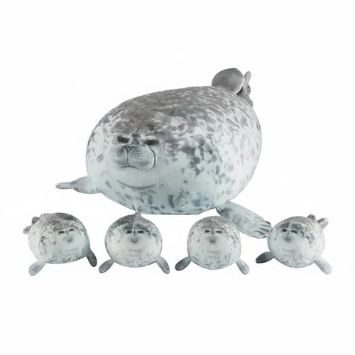 40cm Mother and son Seal five-piece plush toy Seal zipper toy for boys and girls Christmas Halloween gifts