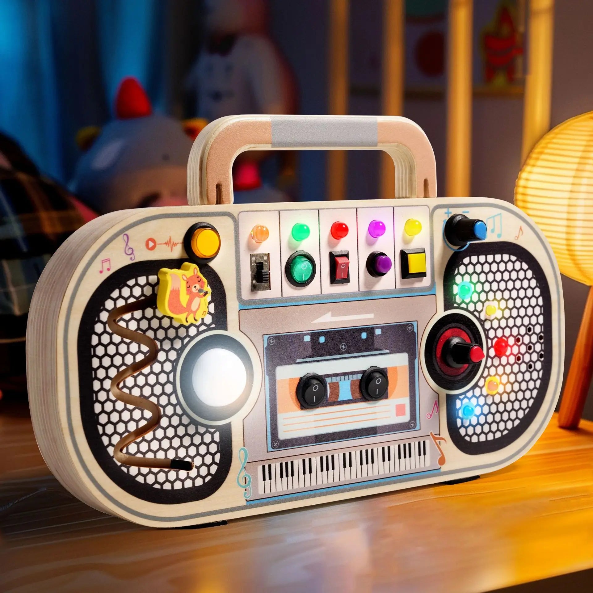 Busy Board Montessori avec Interrupteurs Lumineux – Le jouet sensoriel qui éveille la curiosité dès le plus jeune âge