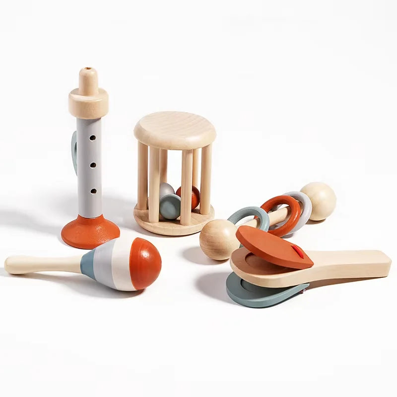 Coffret de 5 Instruments de Musique Montessori pour Bébé – Jouets Sensoriels d'Éveil | Cadeau Éducatif