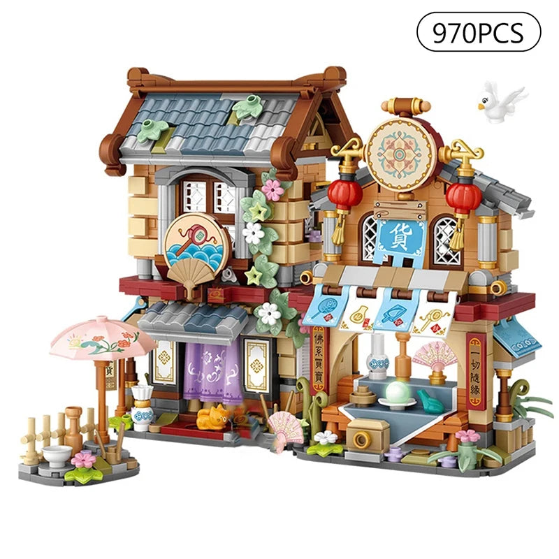 Mini Boutique Japonaise à Construire – Série Street View | Kit de Blocs de Construction pour Enfants &amp; Collectionneurs