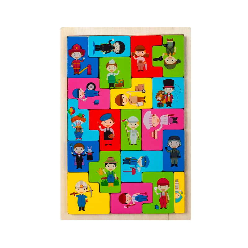 Puzzle Montessori en Bois – Animaux &amp; Moyens de Transport | Jouet Éducatif pour l'Éveil des Enfants