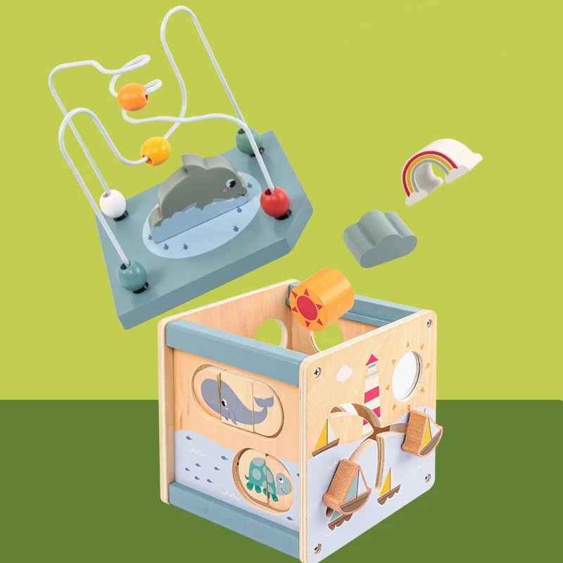 Cube d'Activités Montessori 5 en 1 en Bois | Jouet d'Éveil Éducatif Dès 1 An