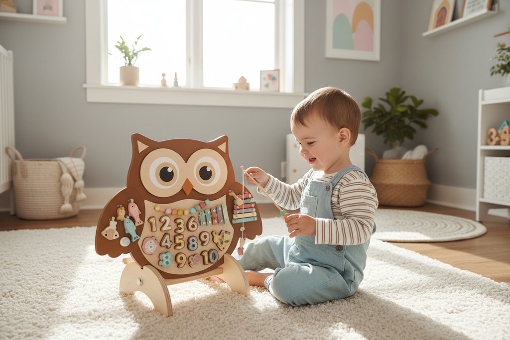 Busy Board Montessori Hibou – Lifestyle